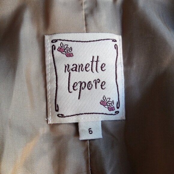 Nanette Lepore Blue Cotton Blazer Coat Pin Stripe Fitted White Top Stitching USA - Picture 6 of 7